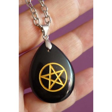 Pentagram Kolye Siyah Obsidyen