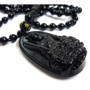 Siyah Obsidyen Buddha - Bodhisattva Kolye 